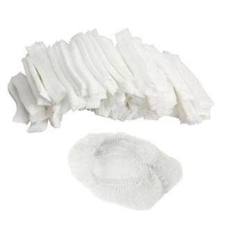 Disposable Non Woven Hairnet (White) (Bundle-10 Cartons)