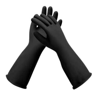 Long Cuff Black Latex Gloves Heavy Duty (Bundle-10 Cartons)